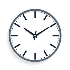 A flat, circular clock icon in black and white, symbolizing time, on a white background.
