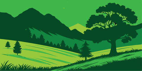 Fototapeta premium Abstract Landscape with Bold Geometric Shapes in Vector Art