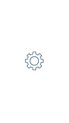 A clean, flat-style gear icon representing settings, perfectly centered on a white background.
