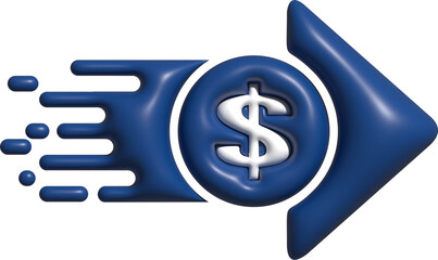dollar sign icon with arrow 3d