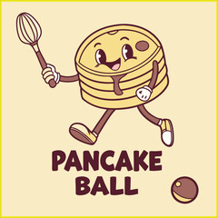 Funny Pancake Ball Cartoon Food Breakfast Design