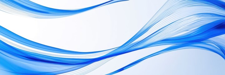Fototapeta premium Abstract waves, fluid dynamics, blue gradient, flowing lines, transparent layers, dynamic curves, ethereal pattern, digital art, smooth texture, energy flow, minimalist design, white background, sleek