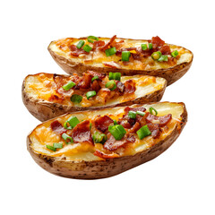 Delicious Loaded potato skins Isolated On Transparent Background