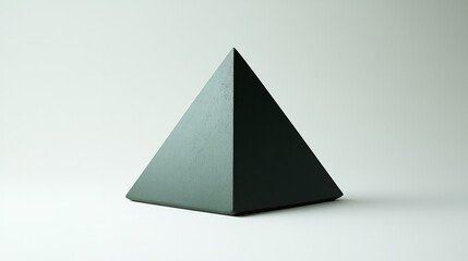 A matte-finished 3D trapezoid in deep green, centered on a bright white surface 