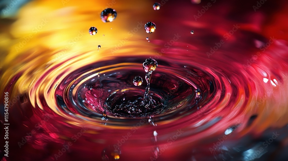 Poster mesmerizing abstract ink drops in water with colorful circles