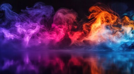 Ethereal Smoke in Vibrant Colors Filling an Empty Room Background