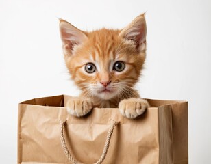 kitten in a paper bag