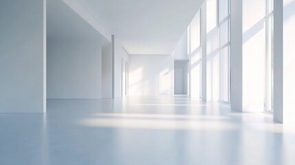 Fototapeta premium Modern Minimalist Office Hall Interior Design with Natural Light