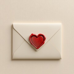 Romantic Sealed Envelope with Red Heart Wax Seal