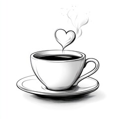 Sketch of a coffee cup with a heart-shaped steam.