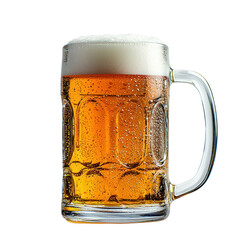 Refreshing Full Glass Mug of Beer with Foam and Water Droplets
