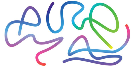 Abstract Color Gradient Swirl Shapes Set. Vector Graphic with Wavy Lines simple