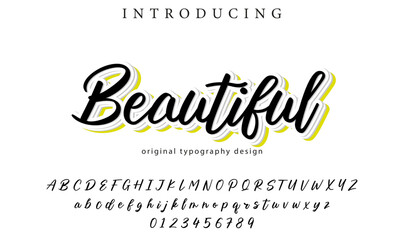 Beautiful Font Stylish brush painted an uppercase vector letters, alphabet, typeface