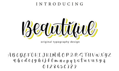 Beautiful Font Stylish brush painted an uppercase vector letters, alphabet, typeface