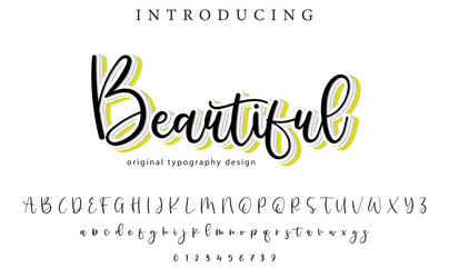Beautiful Font Stylish brush painted an uppercase vector letters, alphabet, typeface