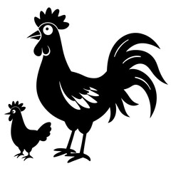 hen and chicken isolated standing 