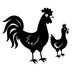 hen and chicken isolated standing 
