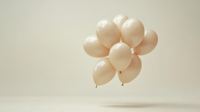 25.Sophisticated birthday card template featuring a floating arrangement of beige balloons on a pale background; the minimalistic design with realistic textures highlights a classy, elegant approach