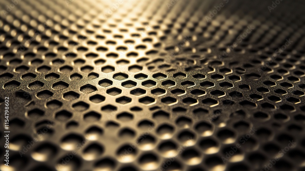 Poster illuminated hexagonal abstract metal background with soft glow