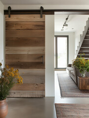 Sliding Barn Door Adding Elegance to Minimalist Living Spaces