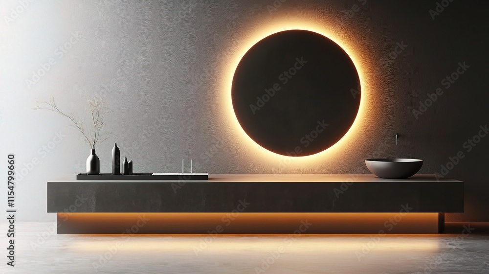 Poster contemporary 3d rendering of minimalist product display platform