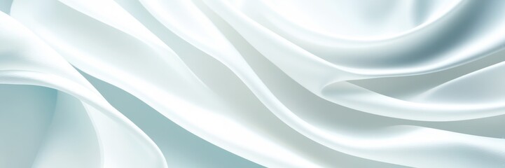 Soft silky fabric, flowing waves, pale blue satin, gentle folds, smooth texture, shimmering surface, abstract background, elegant drapery, light and shadow play, minimalist design, luxury textile, ser