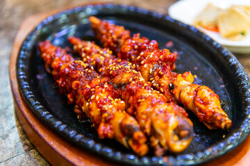 roasted small octopus with spicy seasoning