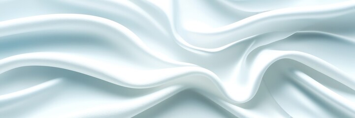Fototapeta premium Soft silky fabric, flowing waves, pale blue satin, gentle folds, smooth texture, shimmering surface, abstract background, elegant drapery, light and shadow play, minimalist design, luxury textile, ser