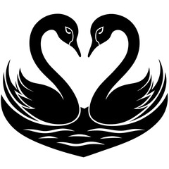 two swans on a heart