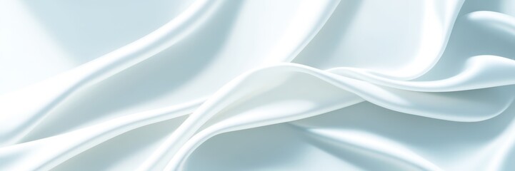 Soft silky fabric, flowing waves, pale blue satin, gentle folds, smooth texture, shimmering surface, abstract background, elegant drapery, light and shadow play, minimalist design, luxury textile, ser