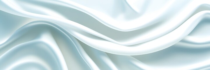 Fototapeta premium Soft silky fabric, flowing waves, pale blue satin, gentle folds, smooth texture, shimmering surface, abstract background, elegant drapery, light and shadow play, minimalist design, luxury textile, ser