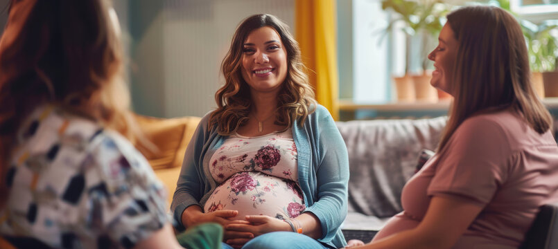 Pregnant Women Sharing Experiences at Prenatal Support Group Meeting