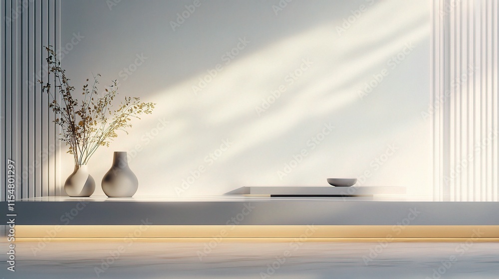 Poster 3d rendering of contemporary product display on minimalistic platform