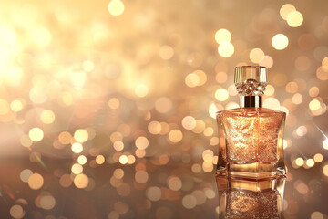 Fototapeta premium A Magazine Ad Mockup for a Luxury Perfume Brand Featuring an Elegant Perfume Bottle