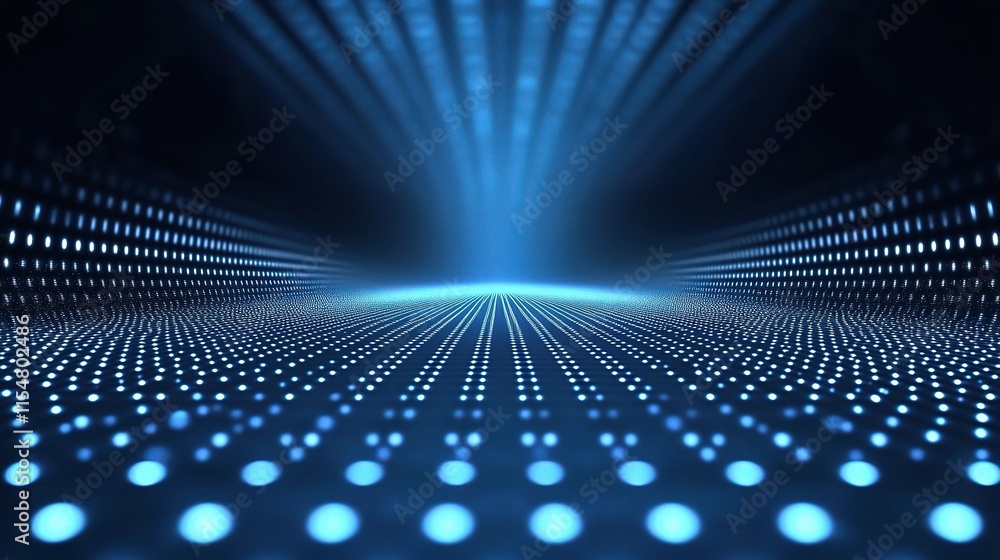 Poster dark blue abstract 3d background with dotted pattern lines