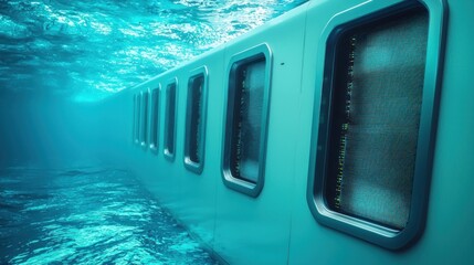 Submerged structure exploration ocean depths underwater photography aquatic environment unique perspective modern architecture