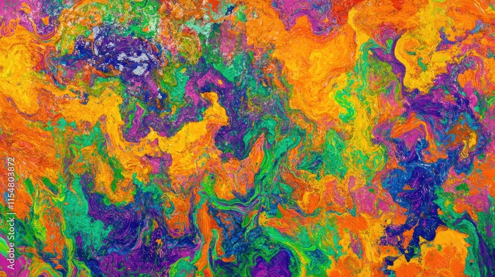 Poster a vibrant abstract swirl of colors blending in a dynamic, fluid pattern.