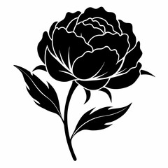 Peony Perfection black silhouette vector