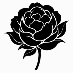 Peony Perfection black silhouette vector