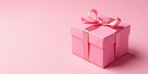 Obraz premium A Delicate Pink Gift Box with a Rosy Ribbon, Ready for a Special Occasion