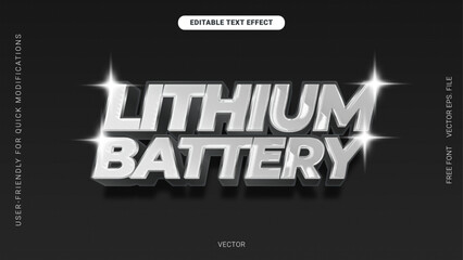 Obraz premium Lithium Battery Chrome Typography Editable Text Effect