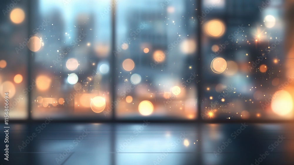 Poster blurred office background with soft bokeh light effects