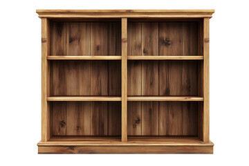Isolated Wooden Bookcase with Simple Design Featuring Four Spacious Shelves for Storage and Display Purposes