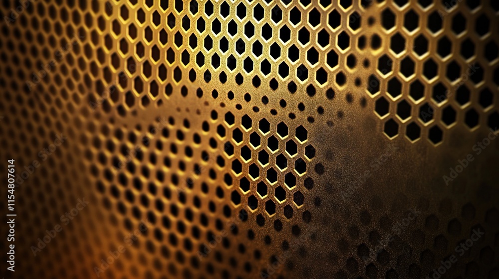 Aufkleber illuminated hexagonal metal background with abstract design elements