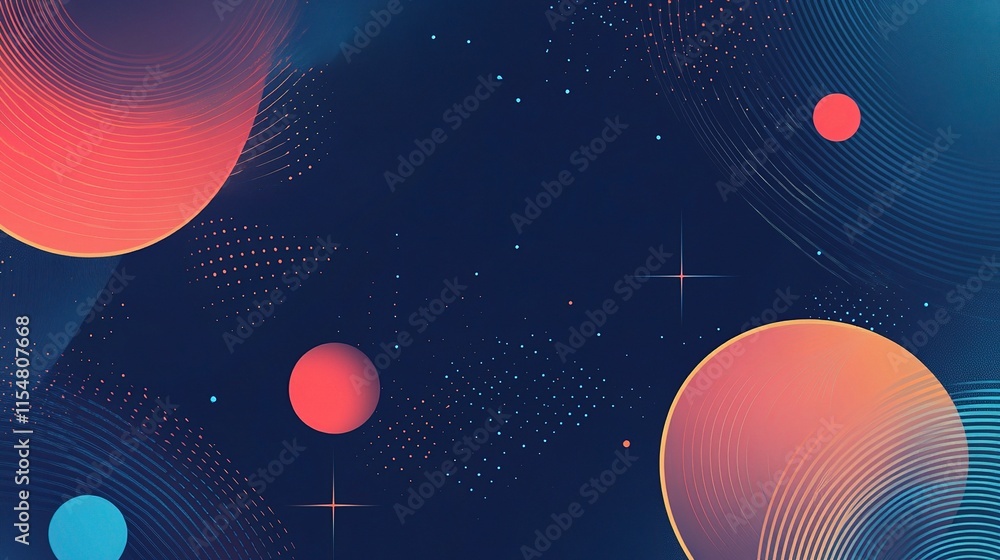 Poster dark blue abstract background with graphic elements and patterns