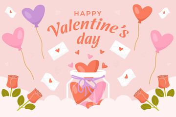 happy valentine's day background illustration in flat design