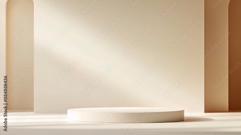 Poster clean and neutral studio background with soft lines and light
