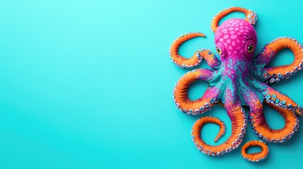 Colorful Octopus on a Vibrant Blue Background