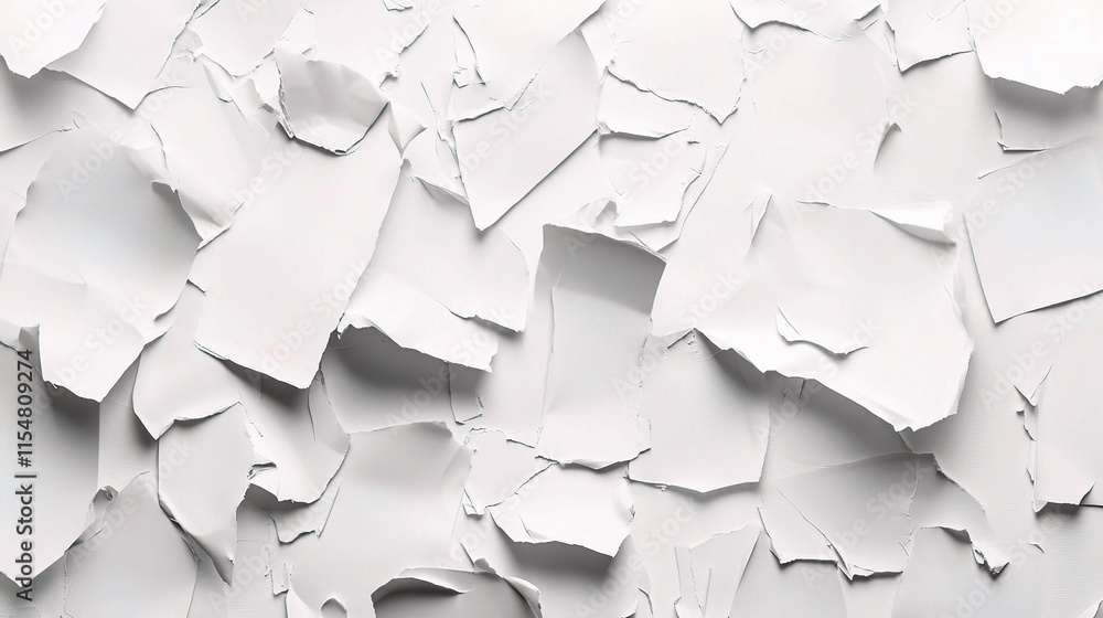 Poster close-up of crumpled white and gray empty paper background texture