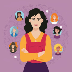 woman illustrating international women's day with fictional character victor Art with Cartoon